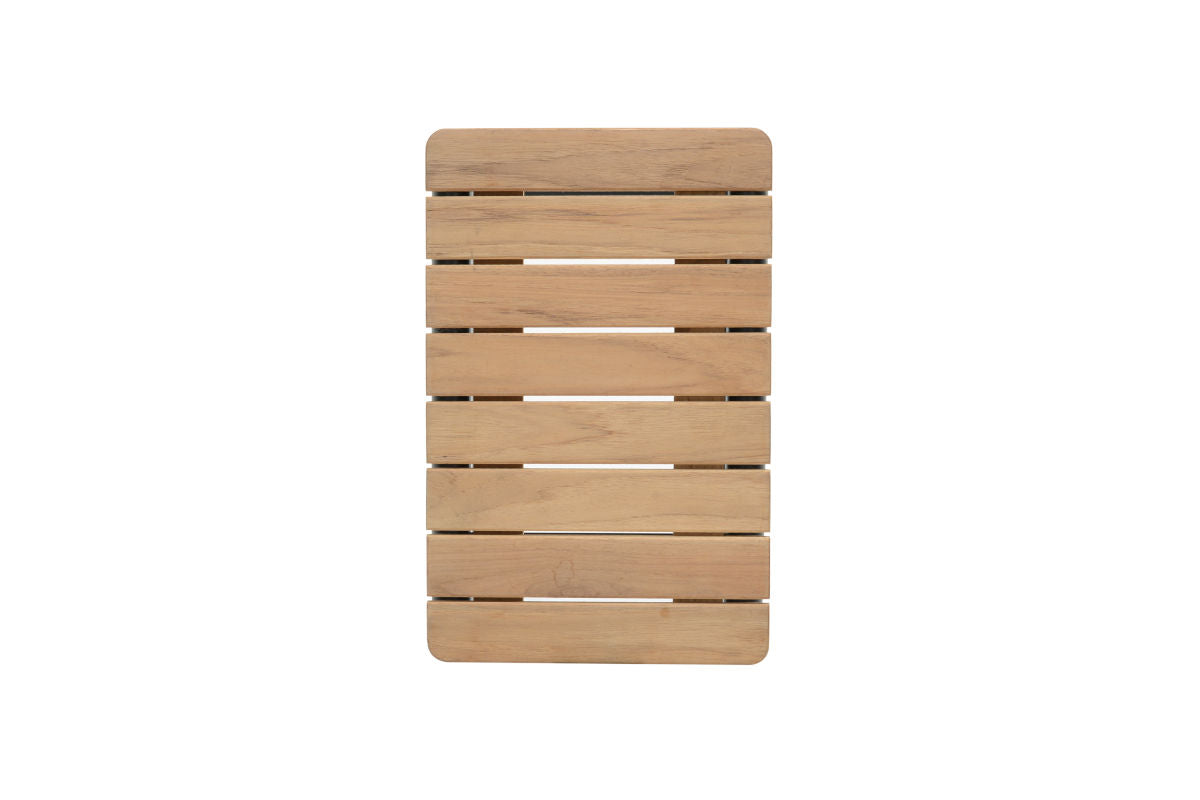 Portals Dark C-Shape Side Table | Black Aluminum & FSC Teak | Balcony & Lounge Accessory | LifestyleGarden