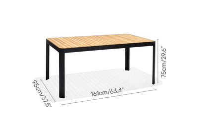 Portals Dark Rectangular Dining Set | 4 Carver Chairs | Aluminum & FSC Teak | LifestyleGarden
