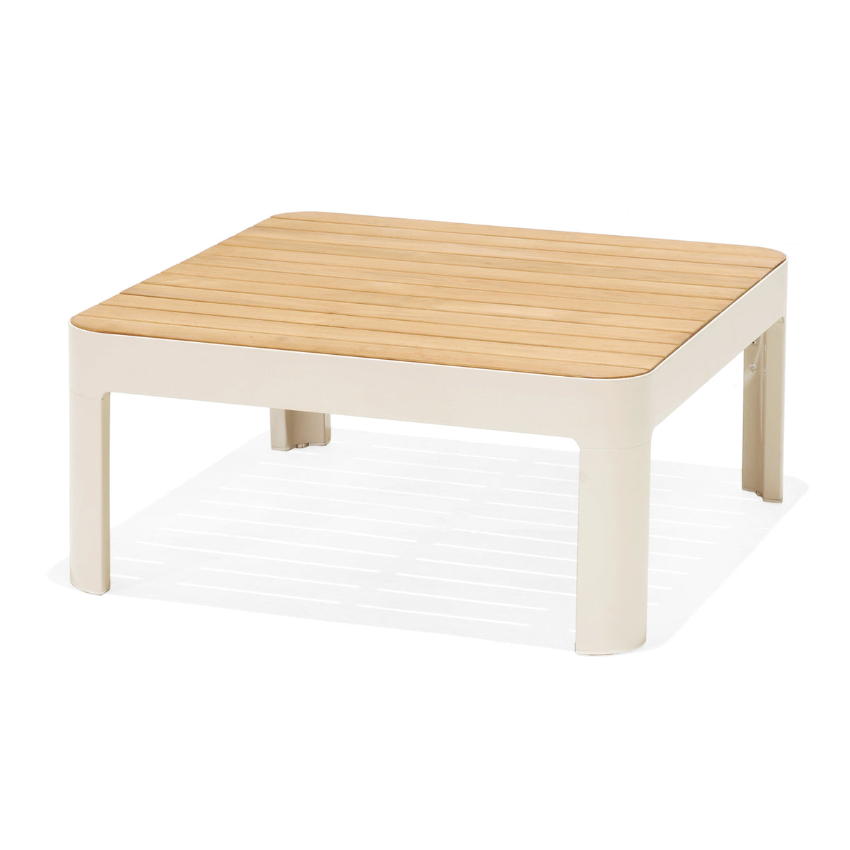 Portals Light Square Coffee Table | Coral Sand Aluminum & FSC Teak | LifestyleGarden