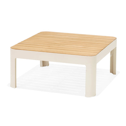 Portals Light Square Coffee Table | Coral Sand Aluminum & FSC Teak | LifestyleGarden