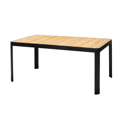 Portals Dark Rectangular Dining Set | 4 Carver Chairs | Aluminum & FSC Teak | LifestyleGarden