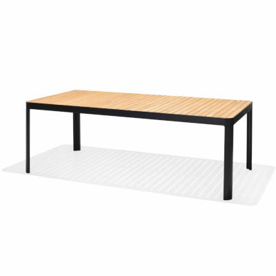 Portals Dark Rectangular Dining Table | Black Aluminum & FSC Teak | LifestyleGarden
