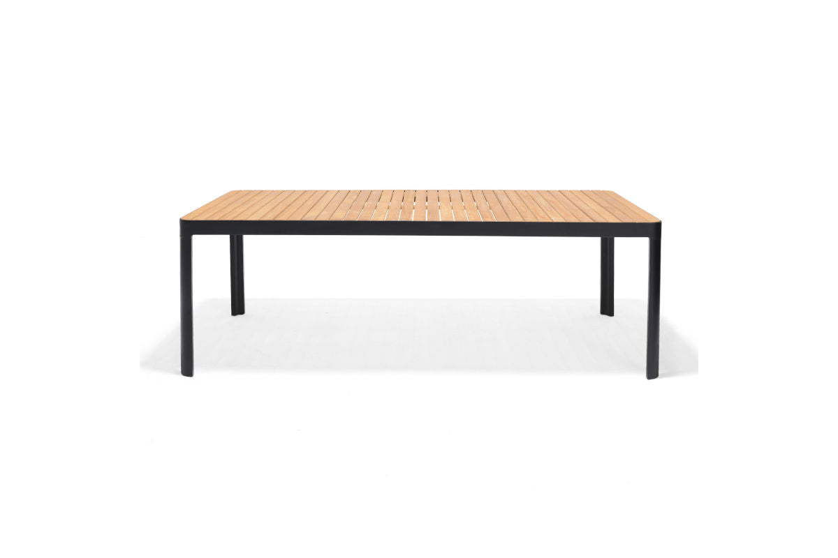 Portals Dark Dining Set | 9-Piece | FSC Teak Table & 8 Nassau Social Plastic® Chairs | LifestyleGarden