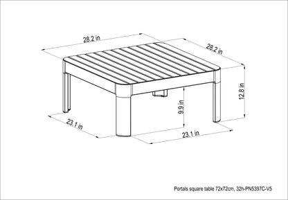 Portals Light Square Coffee Table | Coral Sand Aluminum & FSC Teak | LifestyleGarden