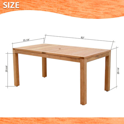 Rinjani 63" Teak Dining Table & 6 Chamonix White Armchairs | Duresin® | LifestyleGarden
