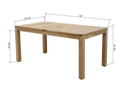 Rinjani 63" Teak Table & 4 Vera Stacking Armchairs | Aluminum, FSC Teak & Weather-net® | LifestyleGarden