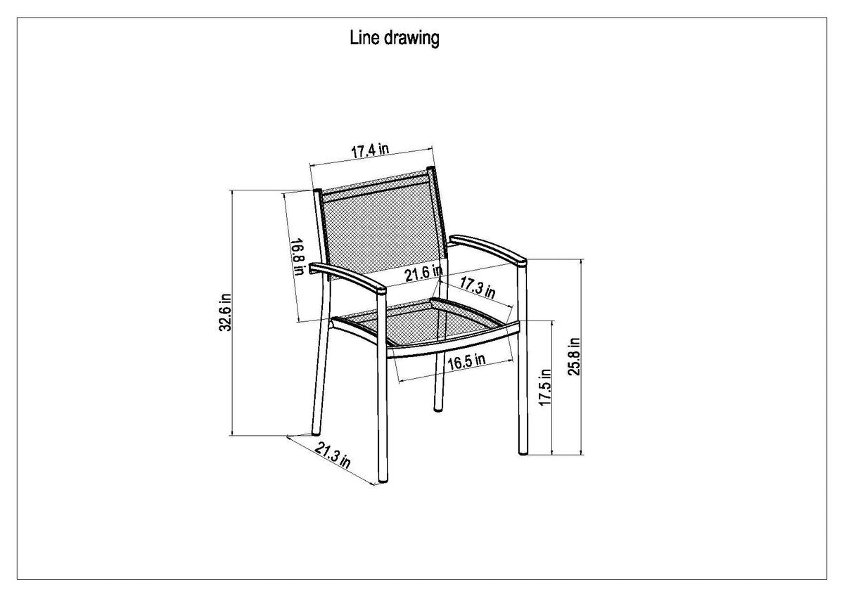 Rinjani 63" Teak Table & 4 Vera Stacking Armchairs | Aluminum, FSC Teak & Weather-net® | LifestyleGarden