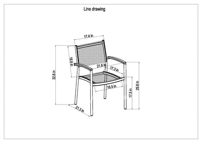 Rinjani 63" Teak Table & 4 Vera Stacking Armchairs | Aluminum, FSC Teak & Weather-net® | LifestyleGarden