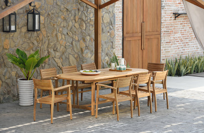 Julien FSC Teak Extendable Outdoor Dining Set | 7, 9 or 11-Piece | Extends to 79", 95" or 118" | LifestyleGarden