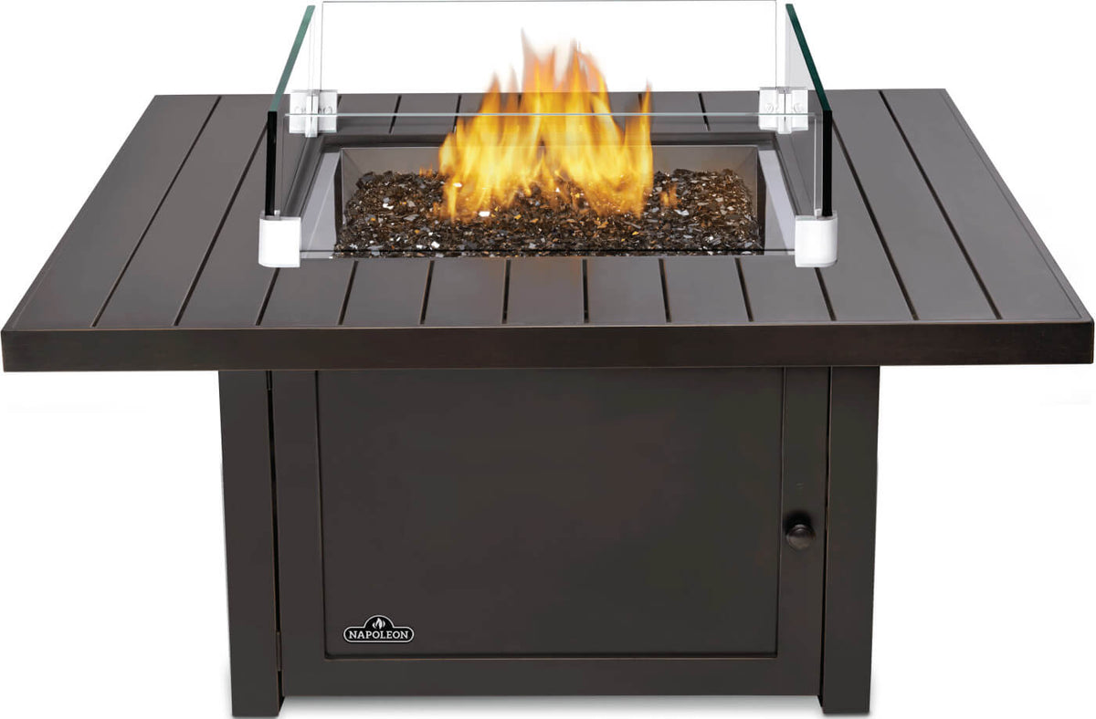 St. Tropez Square Patioflame Fire Table | 376 lbs, Bronze Finish, Integrated Tank Storage | Free Shipping