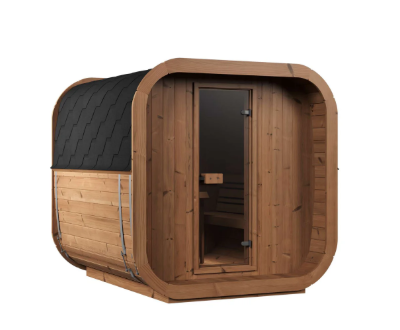 Mr. Steam Cubist Outdoor Sauna Room | 7' x 7', 9kW, Thermal Spruce, Made to Order | Free Shipping