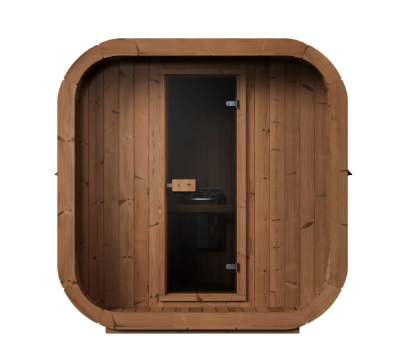 Mr. Steam Cubist Outdoor Sauna Room | 7' x 7', 9kW, Thermal Spruce, Made to Order | Free Shipping