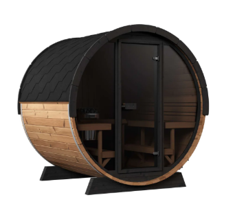 Mr. Steam Barrel Haus Outdoor Sauna Kit | 4 or 6 Person Barrel Sauna | Thermal Spruce, Electric Heater & Touchscreen Control