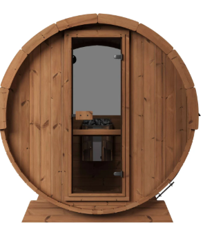 Mr. Steam Barrel Haus Outdoor Sauna Kit | 4 or 6 Person Barrel Sauna | Thermal Spruce, Electric Heater & Touchscreen Control