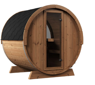 Mr. Steam Barrel Haus Outdoor Sauna Kit | 4 or 6 Person Barrel Sauna | Thermal Spruce, Electric Heater & Touchscreen Control