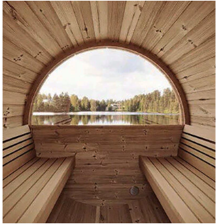 Mr. Steam Barrel Haus Outdoor Sauna Kit | 4 or 6 Person Barrel Sauna | Thermal Spruce, Electric Heater & Touchscreen Control