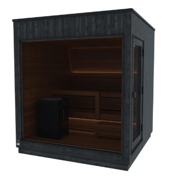 Thermasol Nordic Misty Outdoor Sauna | 2–6 Person, Dark Nordic Spruce, Electric or Wood Heater, Fully Assembled | Free Shipping