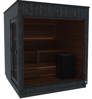 Thermasol Nordic Misty Outdoor Sauna | 2–6 Person, Dark Nordic Spruce, Electric or Wood Heater, Fully Assembled | Free Shipping