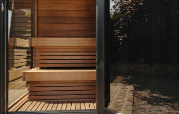 Thermasol Nordic Misty Outdoor Sauna | 2–6 Person, Dark Nordic Spruce, Electric or Wood Heater, Fully Assembled | Free Shipping