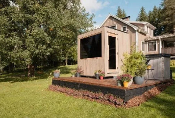 Thermasol Solaris Solar-Powered Outdoor Sauna | Off-Grid, 2–5 Person, Tile Oak, Designed in Finland | Free Shipping
