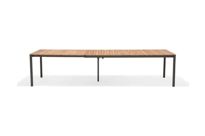 Topaz Rectangular Extendable Outdoor Dining Table | Dark Grey Aluminum & FSC Teak | Seats 10–12 | LifestyleGarden