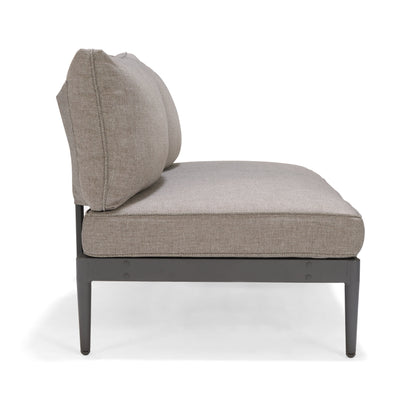 Topaz 2-Piece Outdoor Seating Set | Dark Grey Aluminum, FSC Teak & Olefin Cushions | LifestyleGarden
