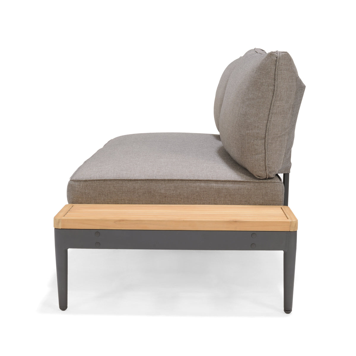 Topaz 2-Piece Outdoor Seating Set | Dark Grey Aluminum, FSC Teak & Olefin Cushions | LifestyleGarden