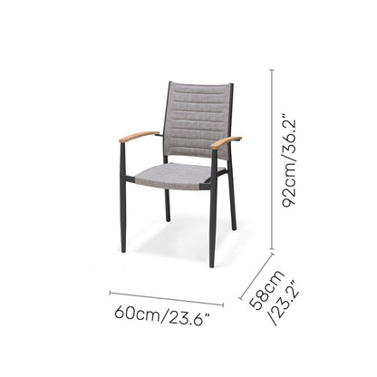 Topaz Rectangular Dining Set | 9-Piece | Dark Grey Aluminum, FSC Teak & Weather-net | LifestyleGarden