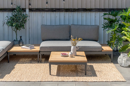 Topaz 4-Piece Outdoor Seating Set | Dark Grey Aluminum & FSC Teak | LifestyleGarden