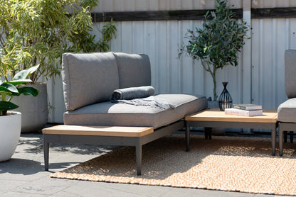 Topaz 4-Piece Outdoor Seating Set | Dark Grey Aluminum & FSC Teak | LifestyleGarden