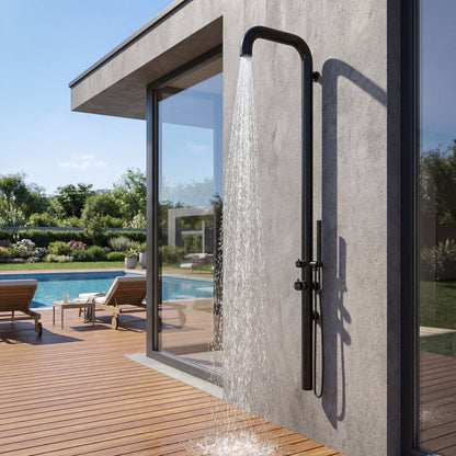 Altura Wall Mounted Outdoor Shower with Handheld | PVD Black | 316 Outdoor Showers
