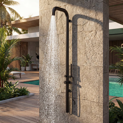Altura Wall Mounted Outdoor Shower with Handheld | PVD Black | 316 Outdoor Showers