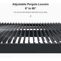 Gray Louvered Pergola Outdoor Aluminum Pergola with Adjustable Roof for Patio Gray Hardtop Gazebo