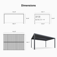 Gray Louvered Pergola Outdoor Aluminum Pergola with Adjustable Roof for Patio Gray Hardtop Gazebo