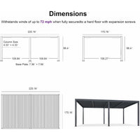 Gray Louvered Pergola Outdoor Aluminum Pergola with Adjustable Roof for Patio Gray Hardtop Gazebo