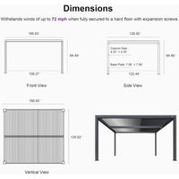 Gray Louvered Pergola Outdoor Aluminum Pergola with Adjustable Roof for Patio Gray Hardtop Gazebo