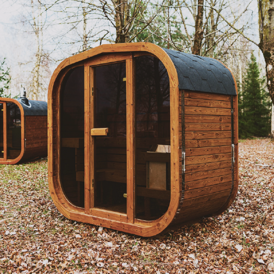 Mande MW12 ThermoWood Outdoor Sauna | 376 lbs, Large Windows, LED, Choice of Harvia Heater | Free Shipping