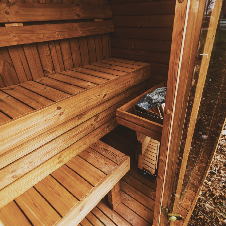 Mande MW16 ThermoWood Outdoor Sauna | Larger Capacity, Choice of Harvia Heater, Lava Rocks Included | Free Shipping