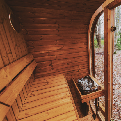 Mande MW12 ThermoWood Outdoor Sauna | 376 lbs, Large Windows, LED, Choice of Harvia Heater | Free Shipping