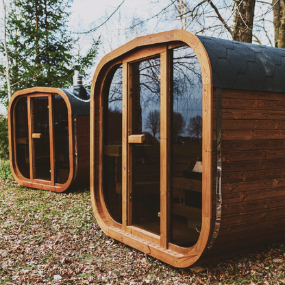 Mande MW16 ThermoWood Outdoor Sauna | Larger Capacity, Choice of Harvia Heater, Lava Rocks Included | Free Shipping
