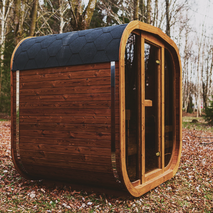 Mande MW20 ThermoWood Outdoor Sauna | 5–6 Person, Tempered Glass, LED Under-Bench, Choice of Heater | Free Shipping