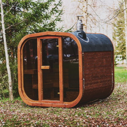 Mande MW20 ThermoWood Outdoor Sauna | 5–6 Person, Tempered Glass, LED Under-Bench, Choice of Heater | Free Shipping