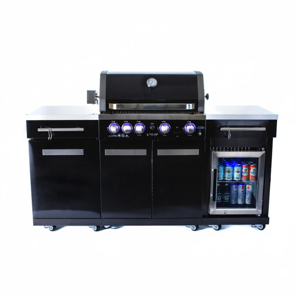Mont Alpi 70" Outdoor Kitchen Island | 63,000 BTU Grill, Refrigerator & Granite Countertop | 304 Stainless Steel