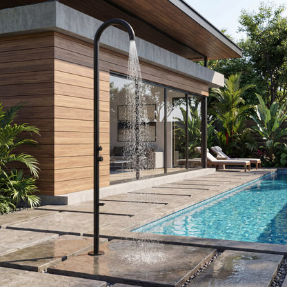 Teton Freestanding Outdoor Shower with Foot Wash | PVD Black | 316 Outdoor Showers