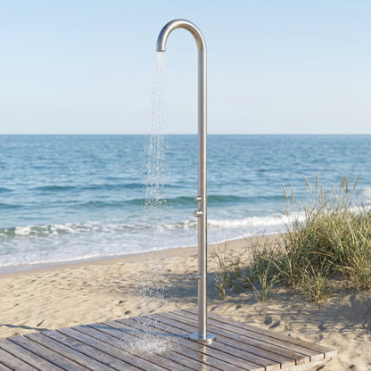 Teton Freestanding Outdoor Shower with Foot Wash | Brushed | 316 Outdoor Showers