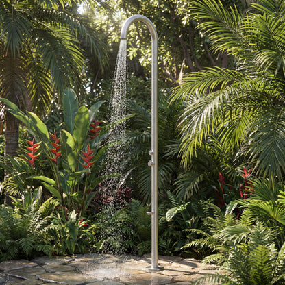 Teton Freestanding Outdoor Shower with Foot Wash | Brushed | 316 Outdoor Showers
